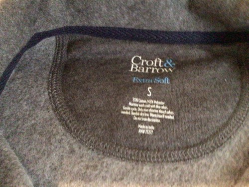 Croft & Barrow Small Coal Gray Soft Fleece Zippered Polo 1/4 Zip Sweatshirt NWT - Picture 2 of 9