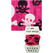 New Spoontiques Scrunchies Hair Wrap SKULLS Halloween School Pink gift Costume