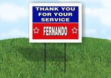 FERNANDO THANK YOU SERVICE 18 in x 24 in Yard Sign Road Sign with Stand