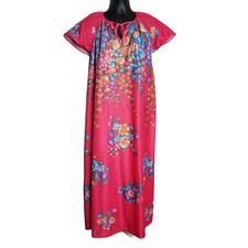 Vintage Nightgown Floral Flower House Dress Long Night Gown Sleepwear Size M