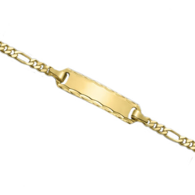 Ident Armband 14-16 cm 333 Gold 8 kt. Figaro Schildband auch mit Gravur Id-band
