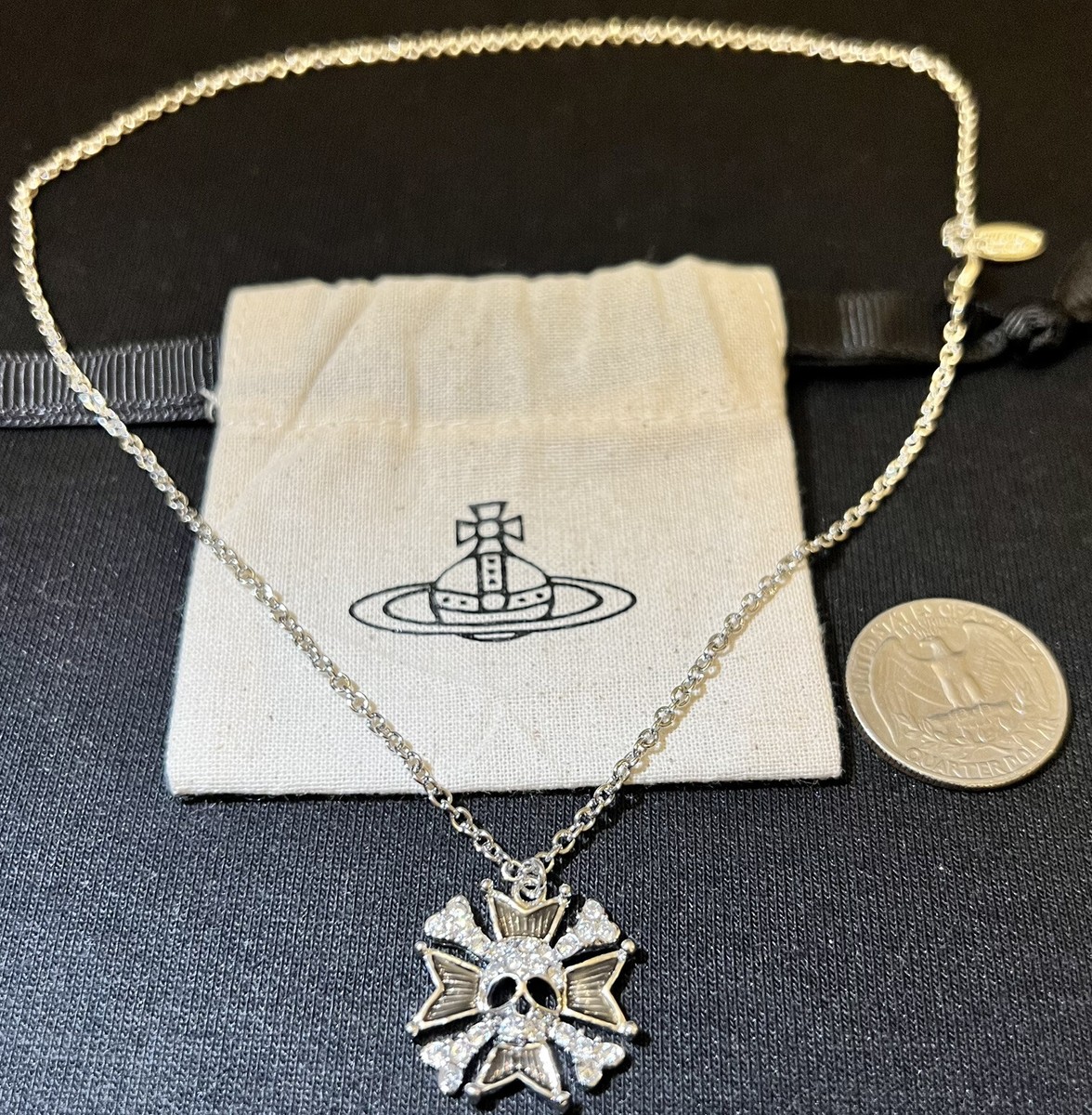 Vivienne Westwood Nana Y2K Skull cross Crystal necklace #045 Vivienne Westwood Nana Y2K Skull cross Crystal necklace #045