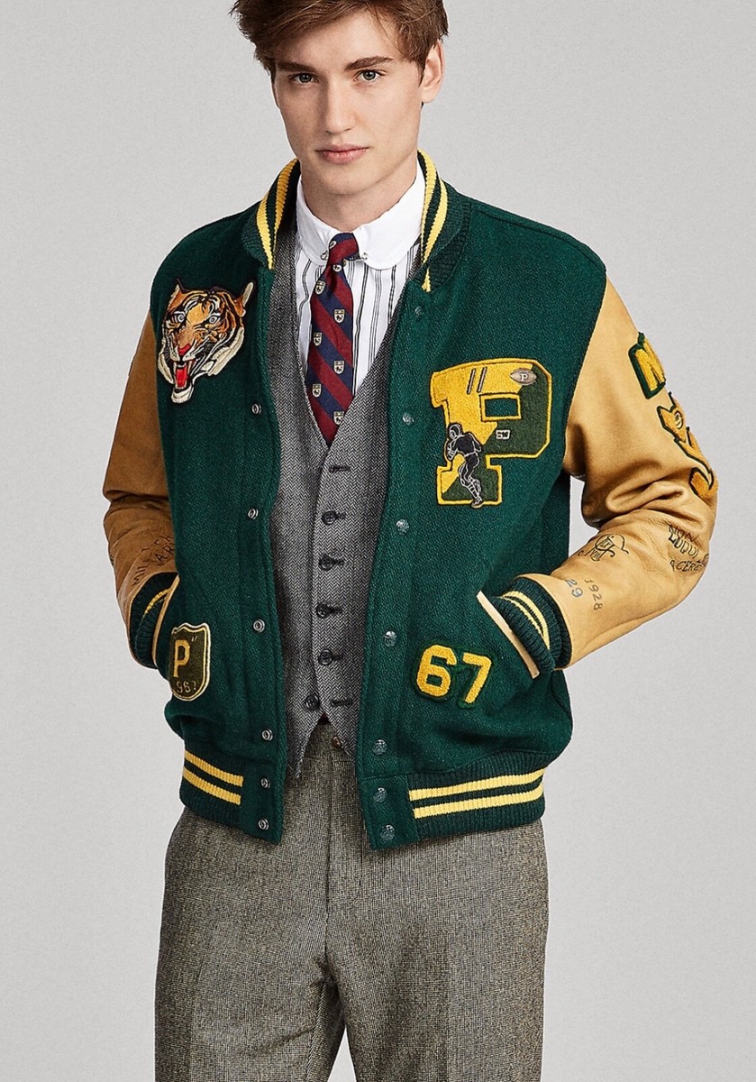 Polo Ralph Lauren P Wing Tiger Letterman Varsity Leather