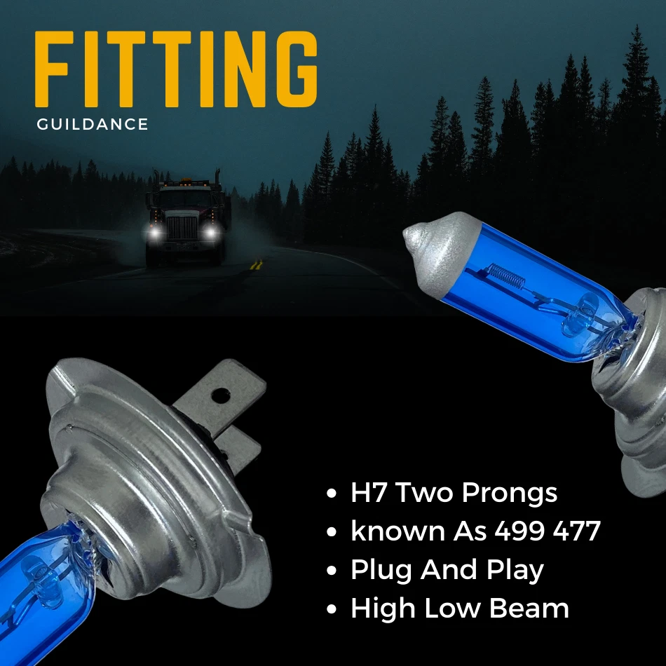 H7 24v Xenon White Headlight 100w 499 Lorry Truck Halogen Headlamp Px26d bulbs - Image 4 of 4