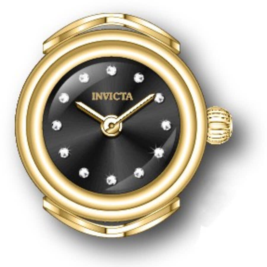 Женские часы-кольцо Invicta Mini Angel с кварцевым кристаллом и черным циферблатом 44482