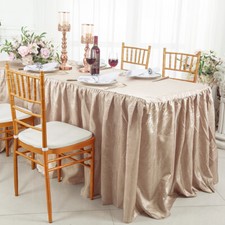 Wedding Linens Inc. 6 FT Crushed Crinkle Taffeta Tablecloth Table With Skirts