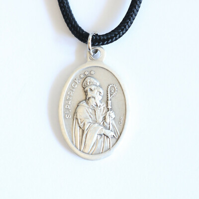 St Patrick Pendant Black Paracord Medal Necklace Catholic Mercy Saint ...