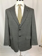 Evan Picone Sport Coat Jacket Men  s 42L Gray Herringbone 2 Button Single Vent