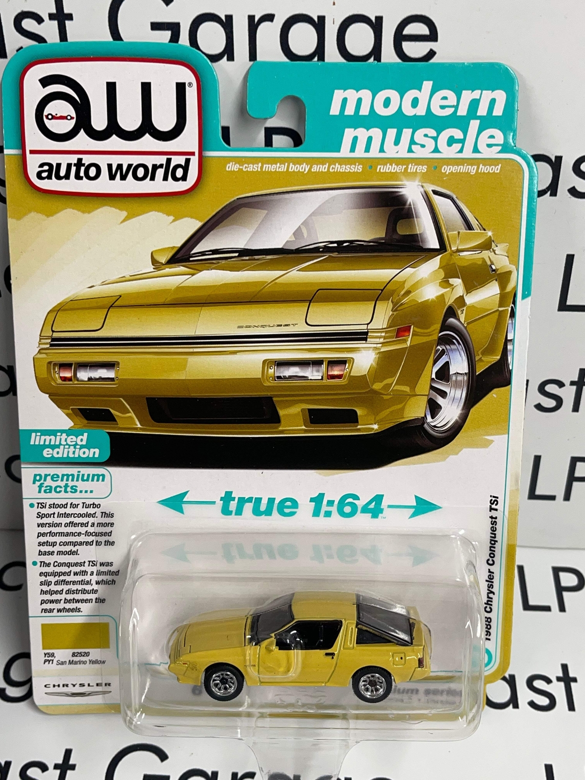 1988 Chrysler Conquest TSi Yellow 1:64 Diecast Model by Auto World Modern Muscle Series