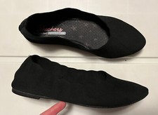 Skechers Womens Size 9 Cleo Bewitch Black Knit Point Slip On Ballet Flat Shoes