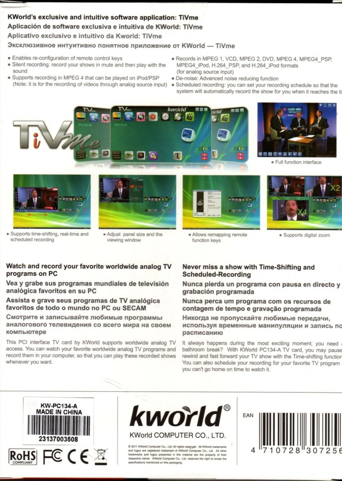 Kworld KW-PC134-a PCI Analog TV/Video Capture Card CCTV recorder - Image 2 of 3