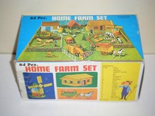 Vintage 84pcs Home Farm Toy Play Set Made In Hong Kong AS-IS 