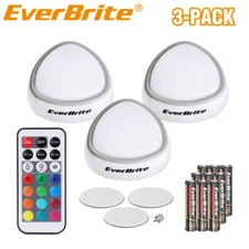EverBrite 3-Pack Wireless Push Light Tap Light LED Puck Light with 12 RGB Colors