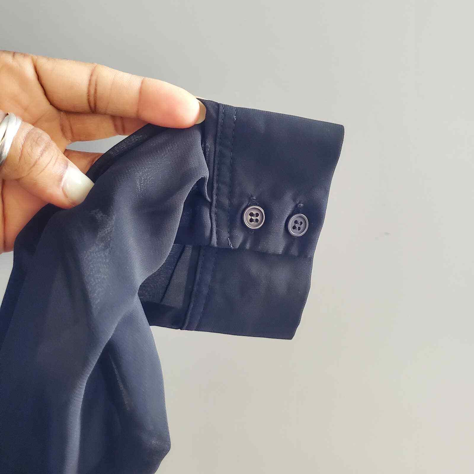 Mossimo Black Sheer Button Down Studded Collar To… - image 6