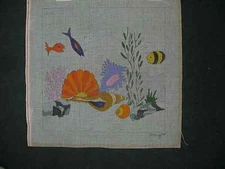  Marigold Hand Painted needlepoint canvas13 1/2 x 13 1/2 inchesFinished