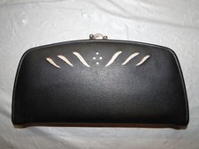 Black Faux Leather Wallet with Multiple Pockets  Snap Closure