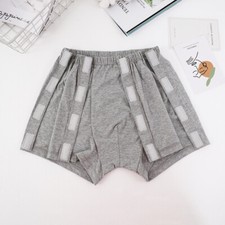 2x Men Grey Tear Away Boxer Side Hook & Loop ​Brief Underwear Elderly Shorts UK