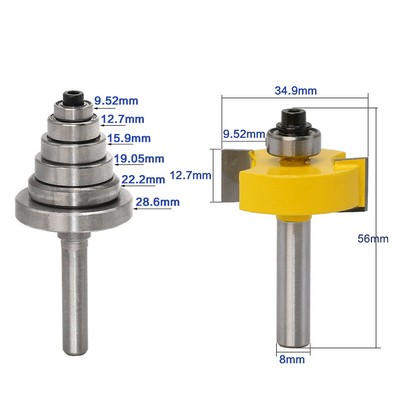 Rabbet Router Bit 7 Bearings Set 8mm Shank Woodworking 