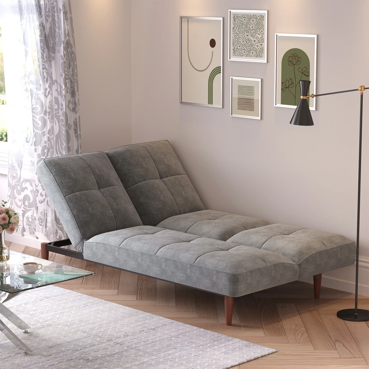 Grey suede sofa bed deals