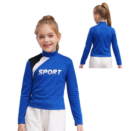Girl Sport Tops Yoga Activewear Figure Skating Sweatshirt Stylish Cropped Top - Picture 7 of 84