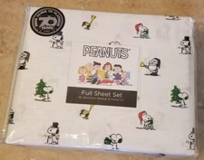 Peanuts Snoopy Woodstuck FULL Sheet Set 4pc Christmas Holiday Fun Berkshire NEW