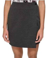 Calvin Klein Petite Single-Button Mini Pencil Skirt Black/Charcoal Sz 12P