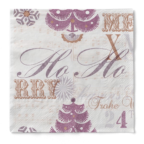 Serviette Xmas-Greetings In Pflaume Aus Tissue 33 X 33 Cm, 100 StüCk Weihnachten-image