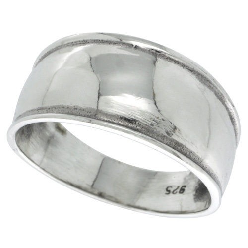 925 Sterling Silver Dome Wedding Band Ring 7/16