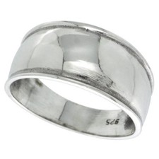 925 Sterling Silver Dome Wedding Band Ring 7/16in Wide