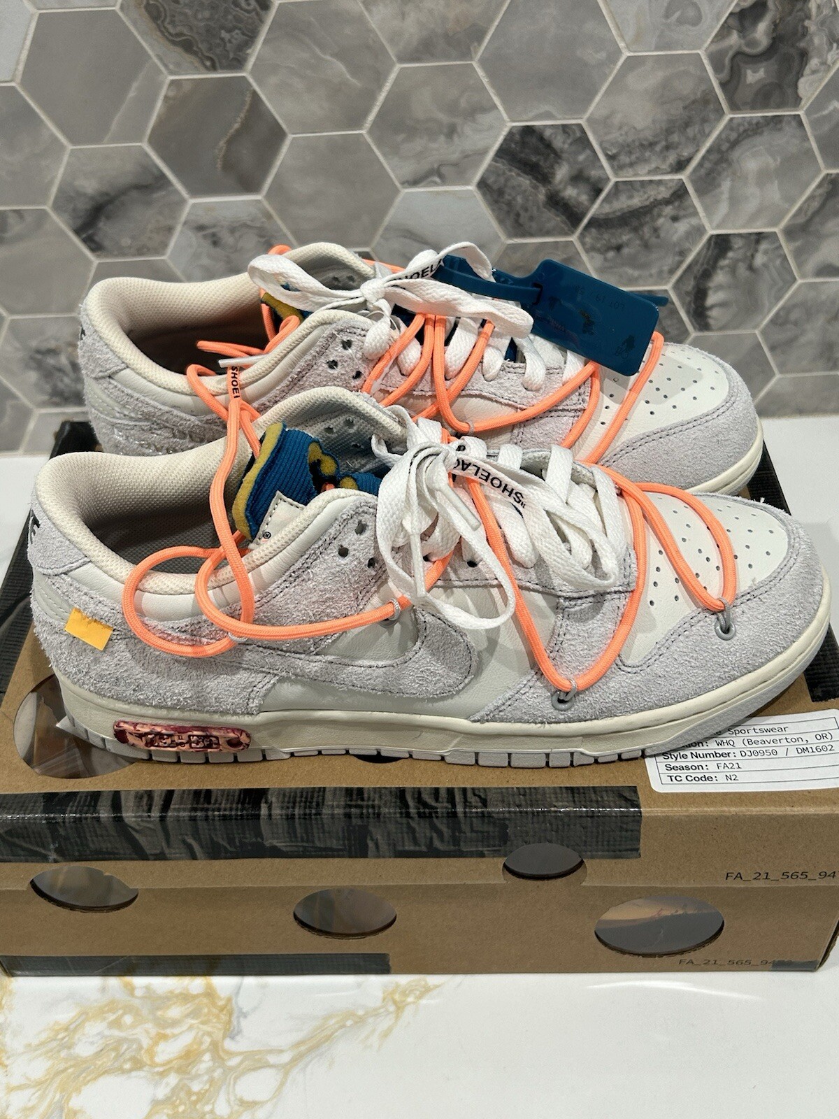 OFF WHITE X NIKE Taglia 9 5 Nike Off White x Dunk Low Lotto 19 di 50
