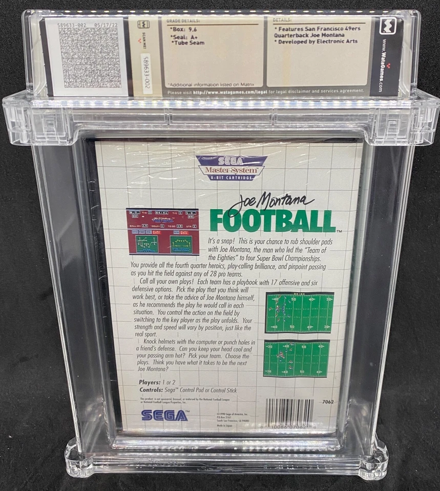 JOE MONTANA FOOTBALL 1990 WATA 9.6 A+ NEW SEALED USA SEGA MASTER SYSTEM - Image 2 of 4
