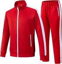 Men's Tracksuits 2 Piece Outfits Sweatsuits for Men Long Large, Red White