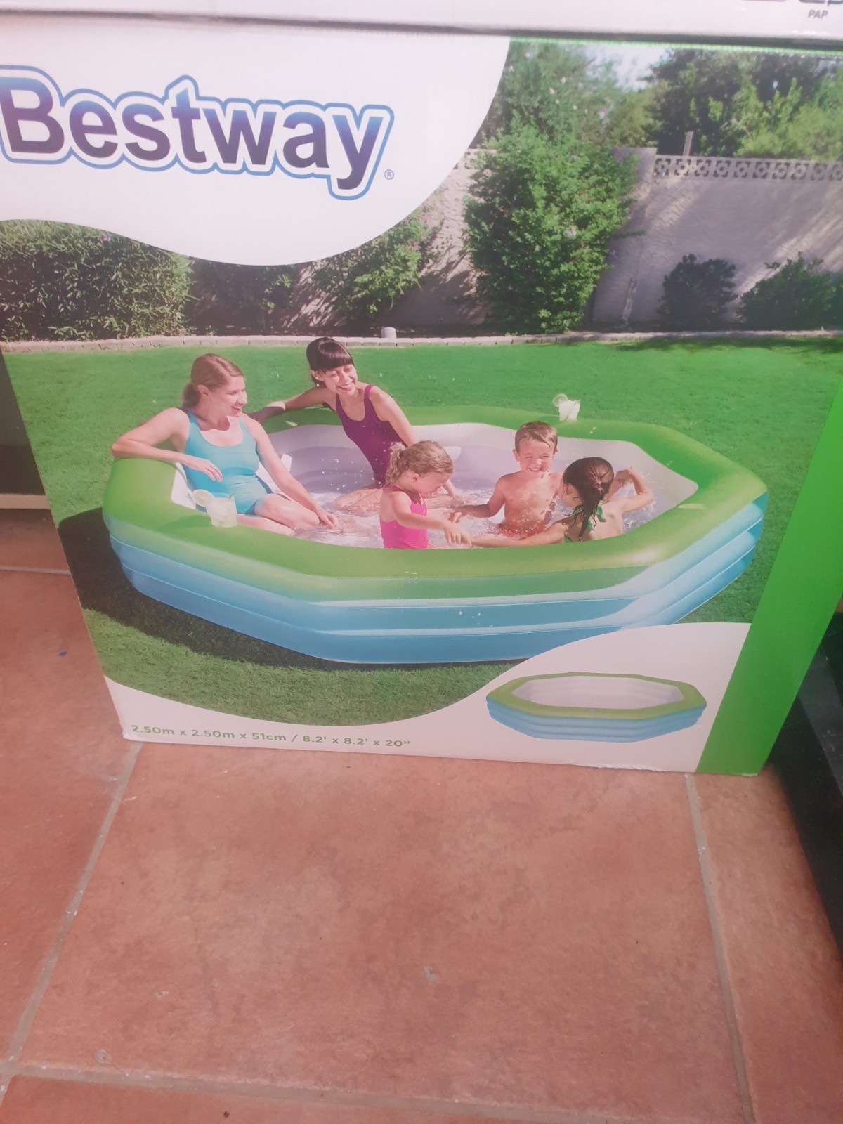 piscina inchable famili 250x250x51 super comoda y en grande para toda la familia