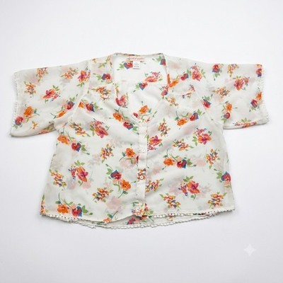 Band of Gypsies Women's Blouse White Floral Sheer Boho Button Front Pom Trim
