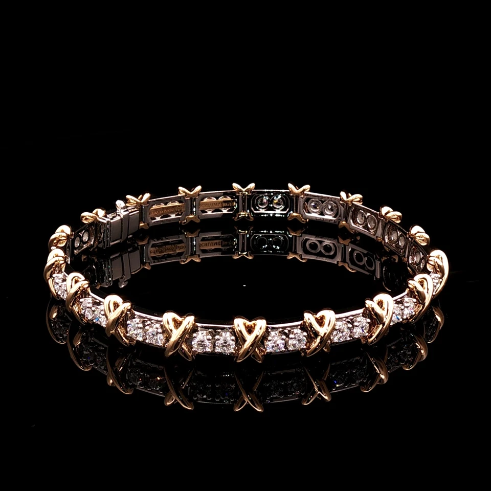 Pulsera Tiffany & Co Schlumberger Dieciséis Piedras Platino Oro Amarillo 18K con Caja Foto 4 de 4