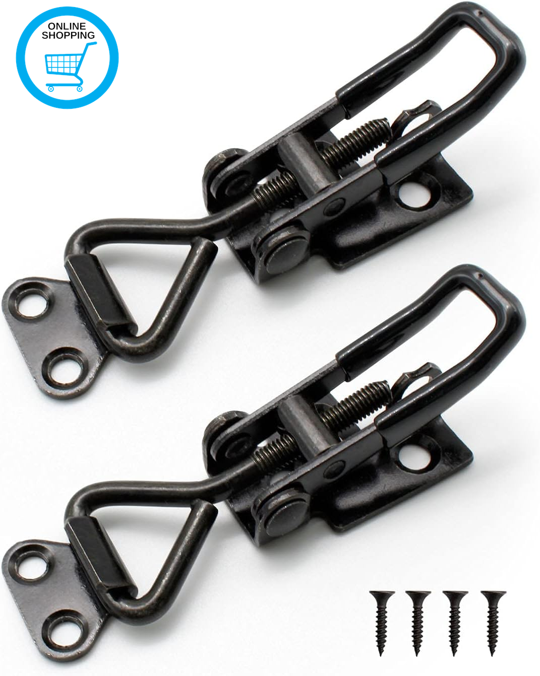 Stainless Steel Toggle Clamps,  2 Pieces Black Toggle Latches, Adjustable Catche