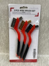 Lavaxon Wire Brush Set 3Pcs - Nylon/Brass/Stainless Steel Bristles with Red