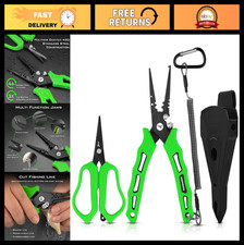 Saltwater Resistant Fishing Pliers Set, 7.5" Pliers, 5" Braid Scissors, Hook Rem