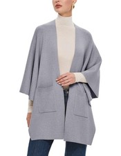 Womens Open Front Shawl Wraps with Pockets Oversized Casual Knit Travel Shawl...