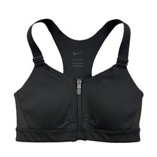 Nike Dri-Fit Sports Bra Womens Medium Black Racerback Front Zip Gym Running Yoga