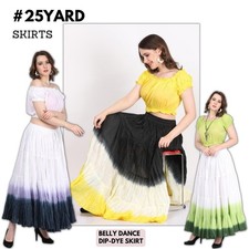 Women Casual elastic Waist long Cotton Dip Dye maxi Skirt color Option Available