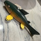 Hand Carved Painted vintage Wooden ice fishing spearing decoy Signed DRB Bethel — photo 1