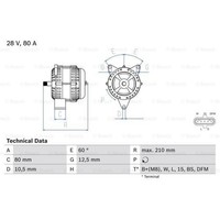 Bosch Generator Lichtmaschine 80A 28V FüR Mercedes-Benz Vario Kipper