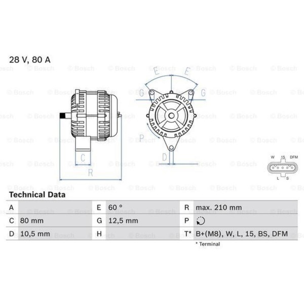 Bosch Generator Lichtmaschine 80A 28V FüR Mercedes-Benz Vario Kipper-image