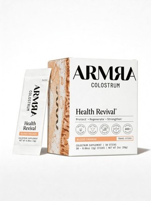ARMRA Colostrum Superfood Grass-Fed - Health Revival- Blood Orange 30 Servings.