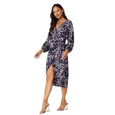 NWT Misa Los Angeles Women's Sylvia Floral Wrap Midi Dress Sz Small Indigo Vines