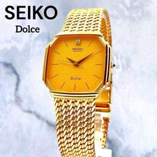 Working SEIKO DOLCE 1P Diamond Belt SPG Gold Plated Seiko Dolce Vintage Gol