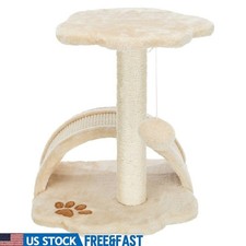 Cat Scratching Post W/ Platform Sisal Wrapped Toy  Plush Condo Kittens Beige