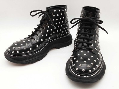 Alexander Mcqueen Black Studded Ankle Boots Size Eu 40 Do0425pxzde