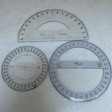 Clear Plastic 360 Degree Full Circle Protractor - Linex 720 + additional items